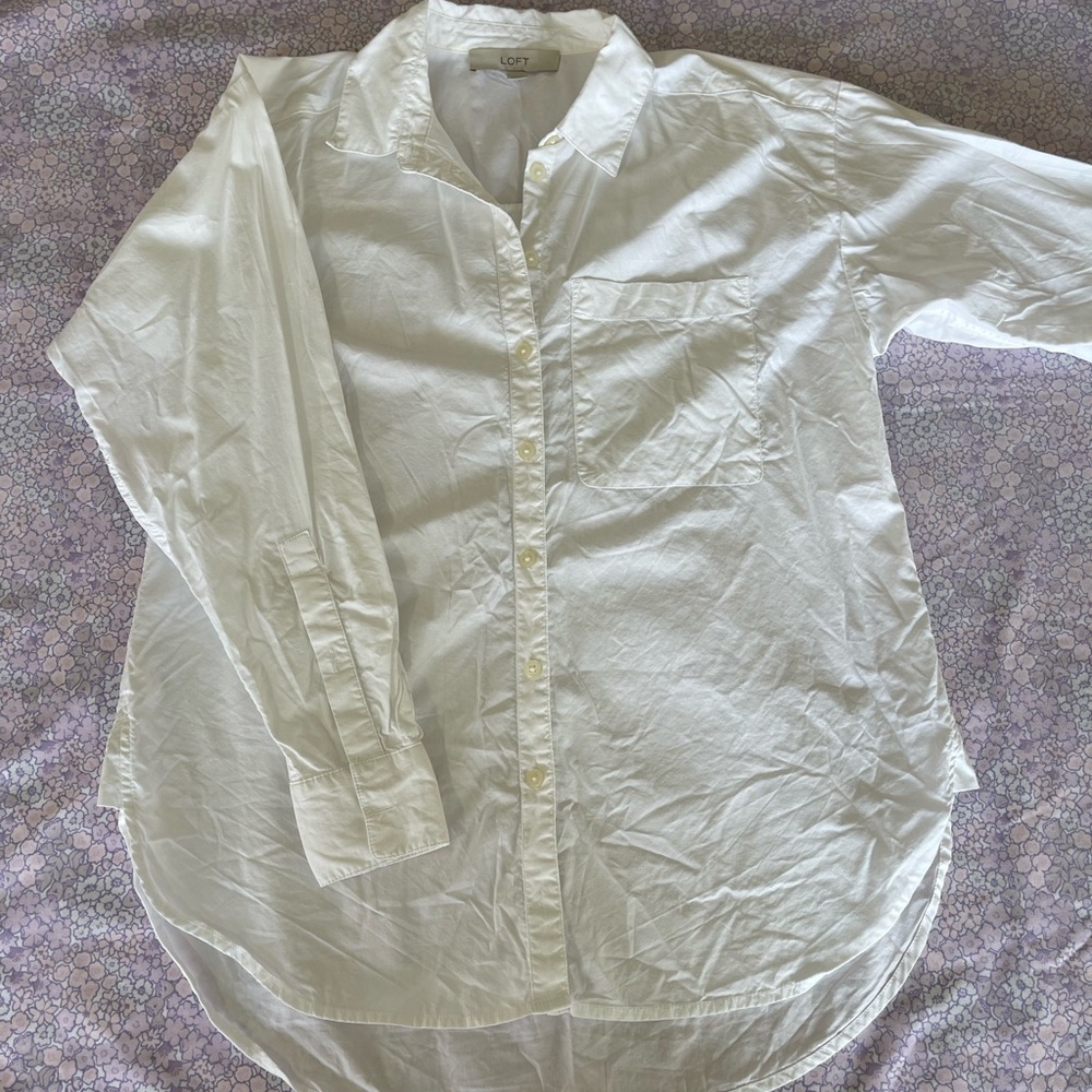 LOFT White Women’s  Casual Button-Down Shirt